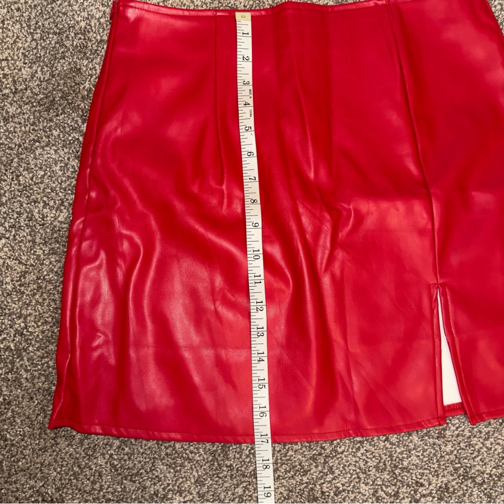 SHEIN Red Faux Leather Pencil Skirt - Picture 13 of 14